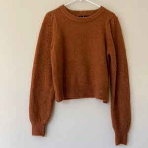 Warm Tidings Rust Brown Cropped Sweater